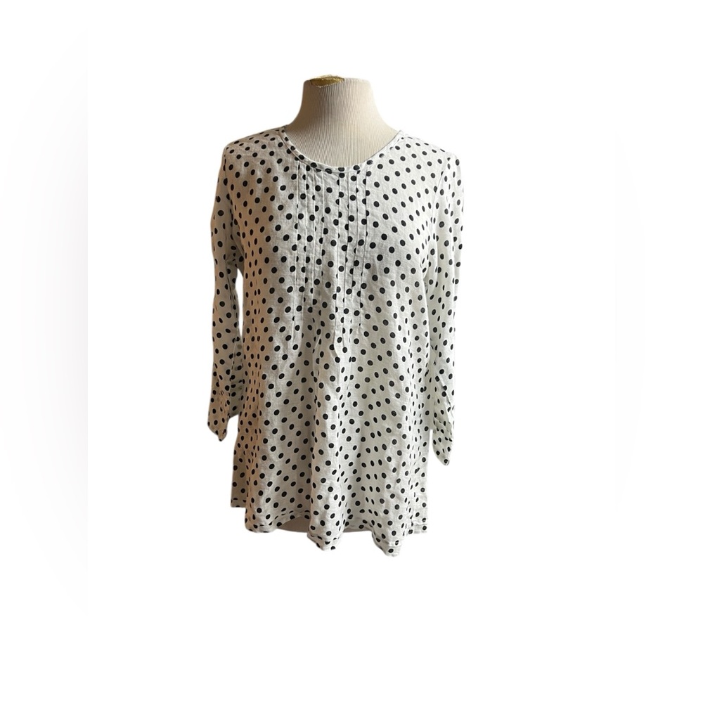 Namsar S black and white polka dot linen tunic